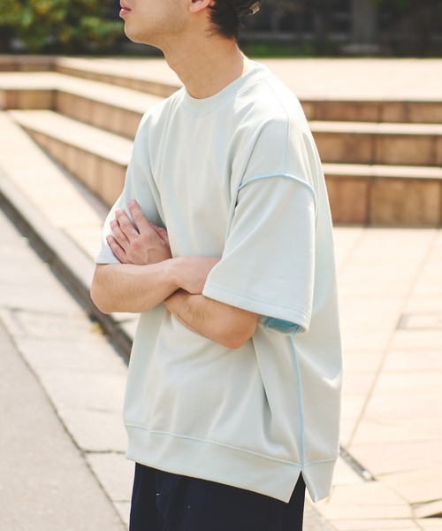 CIAOPANIC TYPY（チャオパニックティピー）の「配色ビッグスウェットハーフスリーブ（Tシャツ/カットソー・メンズ・パープル/オフホワイト/ブルー・MEDIUM/LARGE）」の5枚目の写真