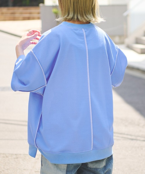 CIAOPANIC TYPY（チャオパニックティピー）の「配色ビッグスウェットハーフスリーブ（Tシャツ/カットソー・メンズ・パープル/オフホワイト/ブルー・MEDIUM/LARGE）」の14枚目の写真