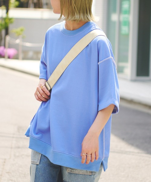 CIAOPANIC TYPY（チャオパニックティピー）の「配色ビッグスウェットハーフスリーブ（Tシャツ/カットソー・メンズ・パープル/オフホワイト/ブルー・MEDIUM/LARGE）」の12枚目の写真