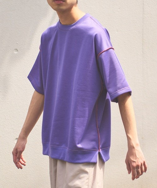 CIAOPANIC TYPY（チャオパニックティピー）の「配色ビッグスウェットハーフスリーブ（Tシャツ/カットソー・メンズ・パープル/オフホワイト/ブルー・MEDIUM/LARGE）」の20枚目の写真