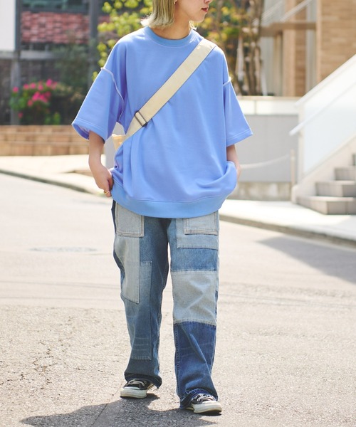 CIAOPANIC TYPY（チャオパニックティピー）の「配色ビッグスウェットハーフスリーブ（Tシャツ/カットソー・メンズ・パープル/オフホワイト/ブルー・MEDIUM/LARGE）」の15枚目の写真