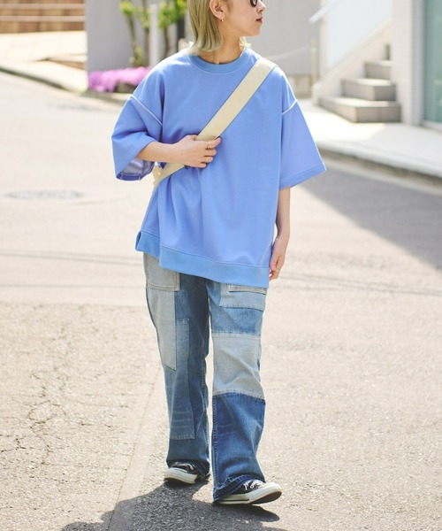 CIAOPANIC TYPY（チャオパニックティピー）の「配色ビッグスウェットハーフスリーブ（Tシャツ/カットソー・メンズ・パープル/オフホワイト/ブルー・MEDIUM/LARGE）」の16枚目の写真