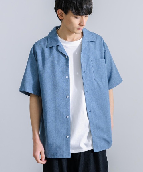 Rocky Monroe(ロッキーモンロー)の「オーバーサイズ ポリトロ オープンカラー半袖シャツ(シャツ/ブラウス・メンズ・ベージュ/ブラック/チャコールグレー/ライトグレー/サックスブルー・M/L)」の22枚目の写真