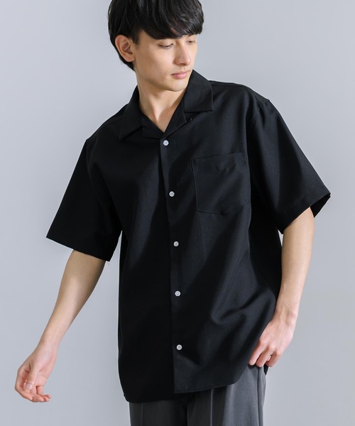 Rocky Monroe(ロッキーモンロー)の「オーバーサイズ ポリトロ オープンカラー半袖シャツ(シャツ/ブラウス・メンズ・ベージュ/ブラック/チャコールグレー/ライトグレー/サックスブルー・M/L)」の6枚目の写真
