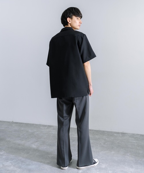 Rocky Monroe(ロッキーモンロー)の「オーバーサイズ ポリトロ オープンカラー半袖シャツ(シャツ/ブラウス・メンズ・ベージュ/ブラック/チャコールグレー/ライトグレー/サックスブルー・M/L)」の9枚目の写真