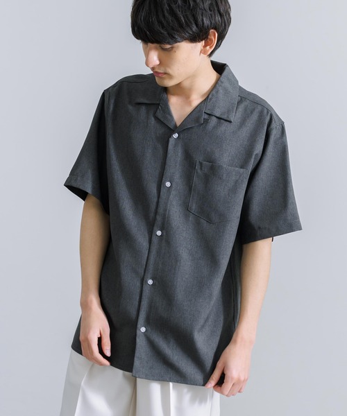 Rocky Monroe(ロッキーモンロー)の「オーバーサイズ ポリトロ オープンカラー半袖シャツ(シャツ/ブラウス・メンズ・ベージュ/ブラック/チャコールグレー/ライトグレー/サックスブルー・M/L)」の11枚目の写真