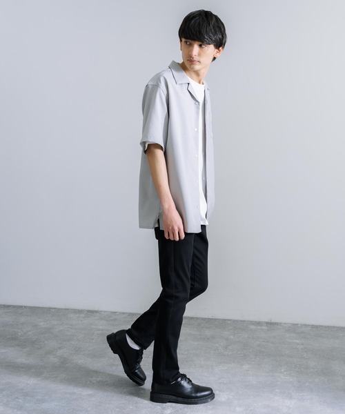 Rocky Monroe(ロッキーモンロー)の「オーバーサイズ ポリトロ オープンカラー半袖シャツ(シャツ/ブラウス・メンズ・ベージュ/ブラック/チャコールグレー/ライトグレー/サックスブルー・M/L)」の17枚目の写真