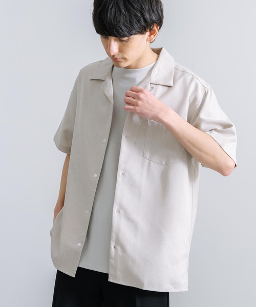 Rocky Monroe(ロッキーモンロー)の「オーバーサイズ ポリトロ オープンカラー半袖シャツ(シャツ/ブラウス・メンズ・ベージュ/ブラック/チャコールグレー/ライトグレー/サックスブルー・M/L)」の18枚目の写真