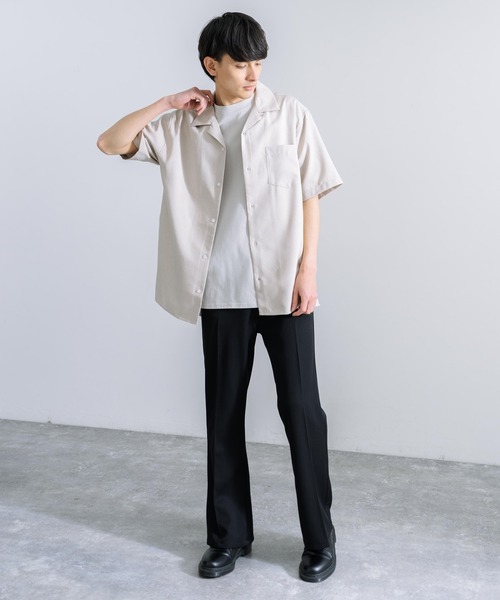 Rocky Monroe(ロッキーモンロー)の「オーバーサイズ ポリトロ オープンカラー半袖シャツ(シャツ/ブラウス・メンズ・ベージュ/ブラック/チャコールグレー/ライトグレー/サックスブルー・M/L)」の20枚目の写真