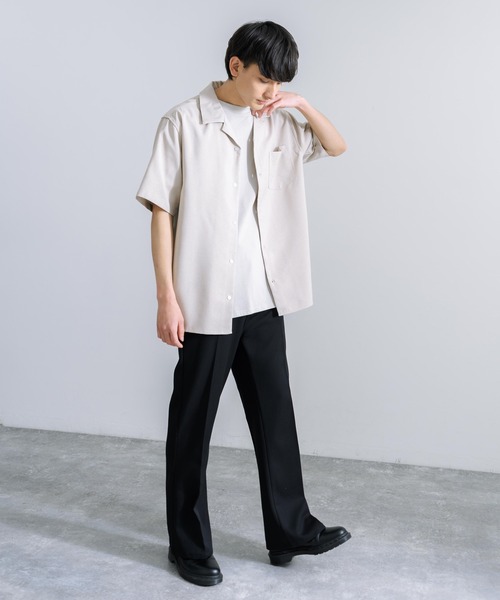 Rocky Monroe(ロッキーモンロー)の「オーバーサイズ ポリトロ オープンカラー半袖シャツ(シャツ/ブラウス・メンズ・ベージュ/ブラック/チャコールグレー/ライトグレー/サックスブルー・M/L)」の21枚目の写真