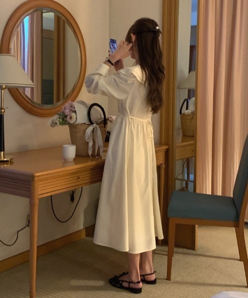 セール】【SETUP7】＜低身長向け＞襟付きクロスVネックロング