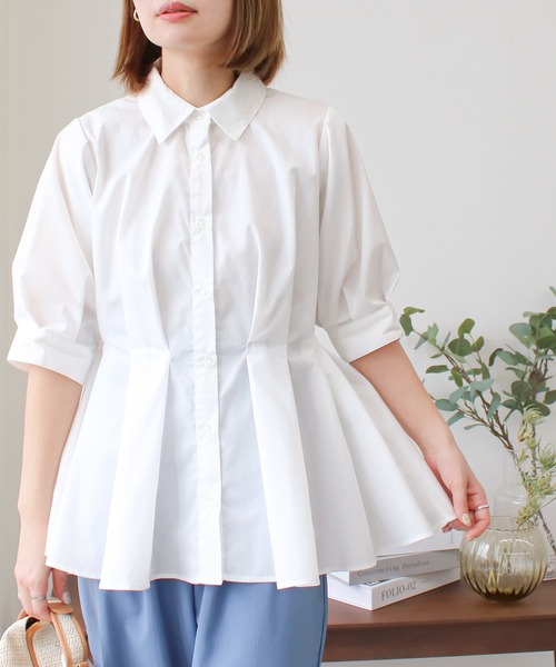 Social GIRL（ソーシャルガール）の「ウエストタックシャツ（シャツ/ブラウス・レディース・ブラック/グレイッシュベージュ/サックスブルー/オフホワイト・M）」の20枚目の写真