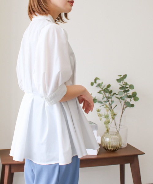 Social GIRL（ソーシャルガール）の「ウエストタックシャツ（シャツ/ブラウス・レディース・ブラック/グレイッシュベージュ/サックスブルー/オフホワイト・M）」の21枚目の写真