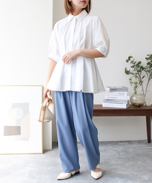 Social GIRL（ソーシャルガール）の「ウエストタックシャツ（シャツ/ブラウス・レディース・ブラック/グレイッシュベージュ/サックスブルー/オフホワイト・M）」の22枚目の写真