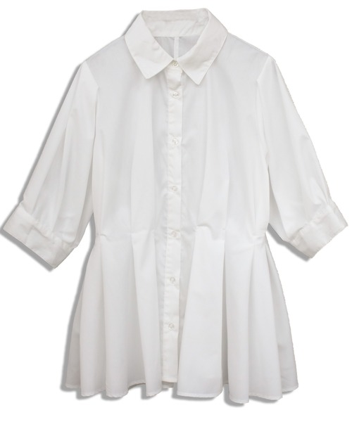 Social GIRL（ソーシャルガール）の「ウエストタックシャツ（シャツ/ブラウス・レディース・ブラック/グレイッシュベージュ/サックスブルー/オフホワイト・M）」の6枚目の写真