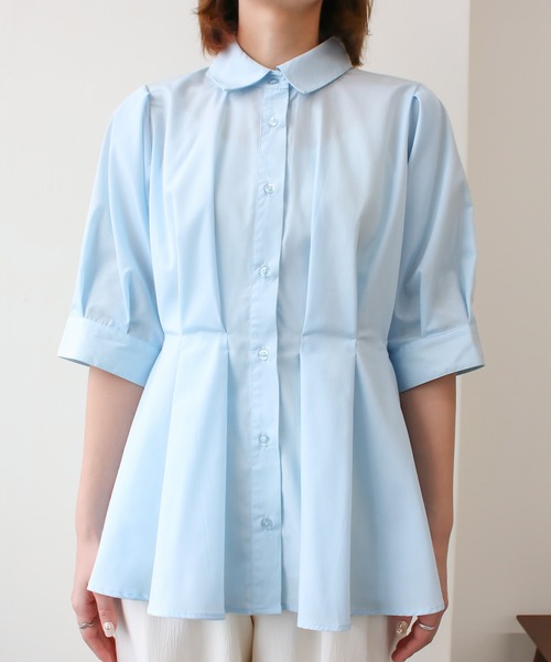 Social GIRL（ソーシャルガール）の「ウエストタックシャツ（シャツ/ブラウス・レディース・ブラック/グレイッシュベージュ/サックスブルー/オフホワイト・M）」の15枚目の写真