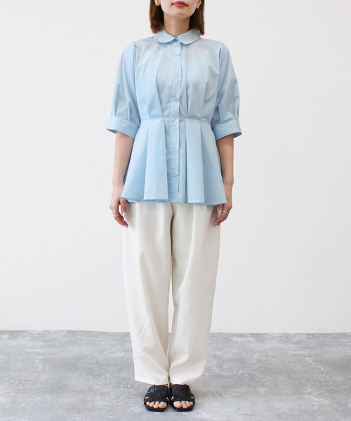 Social GIRL（ソーシャルガール）の「ウエストタックシャツ（シャツ/ブラウス・レディース・ブラック/グレイッシュベージュ/サックスブルー/オフホワイト・M）」の17枚目の写真