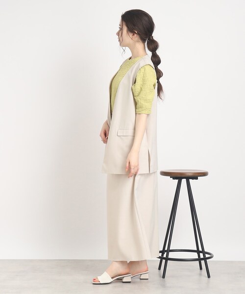 Cutie Blonde（キューティーブロンド）の「◆【セットアップ可】Tシャツに合わせるだけでこなれ感UP 麻調Vネックジレ（ベスト・レディース・ブラック/ナチュラル・00）」の10枚目の写真