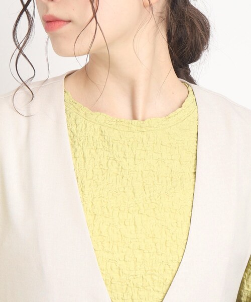 Cutie Blonde（キューティーブロンド）の「◆【セットアップ可】Tシャツに合わせるだけでこなれ感UP 麻調Vネックジレ（ベスト・レディース・ブラック/ナチュラル・00）」の17枚目の写真