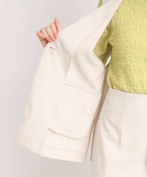 Cutie Blonde（キューティーブロンド）の「◆【セットアップ可】Tシャツに合わせるだけでこなれ感UP 麻調Vネックジレ（ベスト・レディース・ブラック/ナチュラル・00）」の21枚目の写真