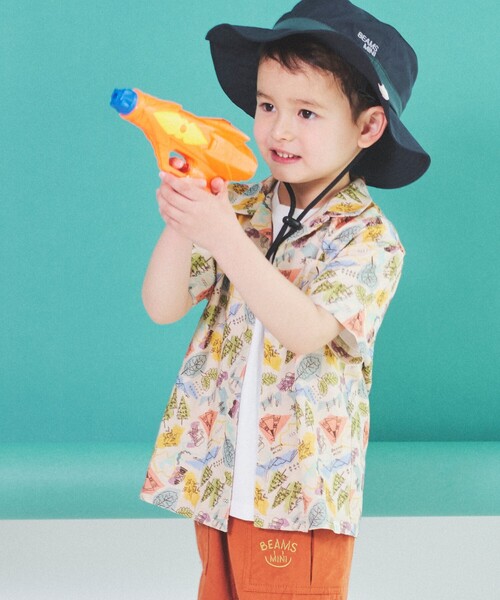 BEAMS mini(ビームスミニ)の「BEAMS mini / キャンプ プリント シャツ 23SS(90~150cm)(シャツ/ブラウス・キッズ・イエロー/ナチュラル・90cm/100cm/120cm/130cm/140cm/150cm/110cm)」の2枚目の写真