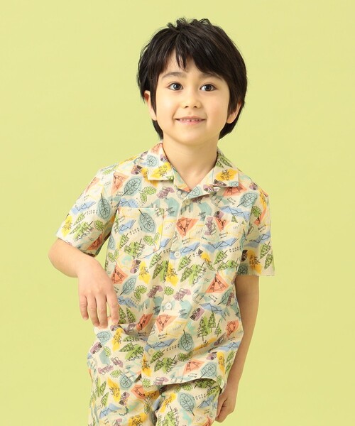 BEAMS mini(ビームスミニ)の「BEAMS mini / キャンプ プリント シャツ 23SS(90~150cm)(シャツ/ブラウス・キッズ・イエロー/ナチュラル・90cm/100cm/120cm/130cm/140cm/150cm/110cm)」の3枚目の写真
