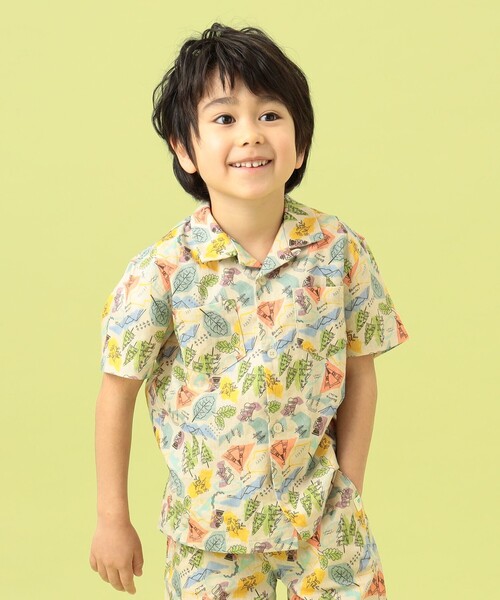 BEAMS mini(ビームスミニ)の「BEAMS mini / キャンプ プリント シャツ 23SS(90~150cm)(シャツ/ブラウス・キッズ・イエロー/ナチュラル・90cm/100cm/120cm/130cm/140cm/150cm/110cm)」の4枚目の写真