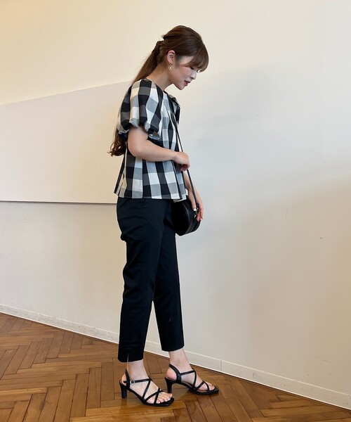 couture brooch（クチュールブローチ）の「◆【セットアップ可能/ぽわん袖でふんわり華奢魅せ】ブロックチェックブラウス（シャツ/ブラウス・レディース・ブラック系1/ネイビー系1・40/38/42）」の19枚目の写真