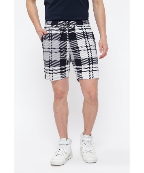 PEARLY GATES（パーリーゲイツ）の「【PEARLY GATES】チェック柄ジャガード ショートパンツ ＜ホワイトチェック／ブラックウォッチ＞（その他パンツ・メンズ・グリーン系その他2/ホワイト系その他・MEDIUM/LARGE/X-LARGE）」の2枚目の写真