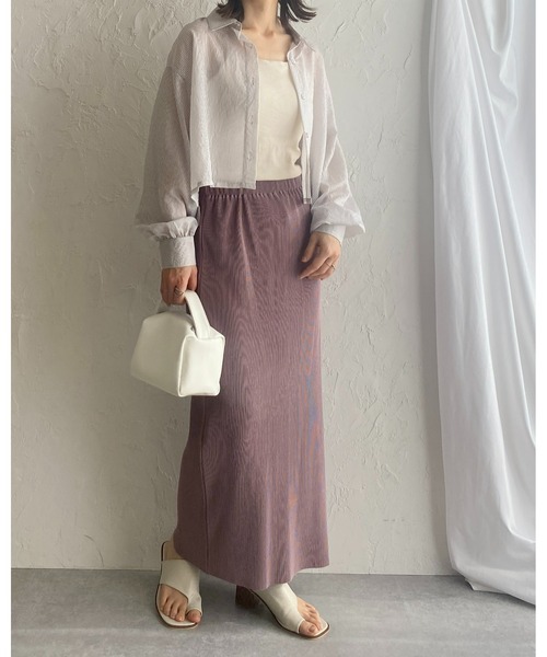 She's Closet(シーズクローゼット)の「ボリュームスリーブショート丈長袖ストライプシアーシャツ(シャツ/ブラウス・レディース・グリーン/ベージュ/パープル/グレー/ブルー/ネイビー/オレンジ/ピンク/イエロー/ホワイト・FREE)」の22枚目の写真
