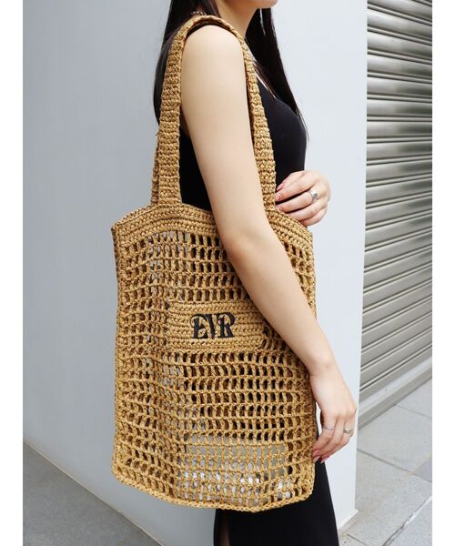 EVRIS（エヴリス）の「ペーパートートBAG（トートバッグ・レディース・ブラック/ベージュ・FREE）」の7枚目の写真