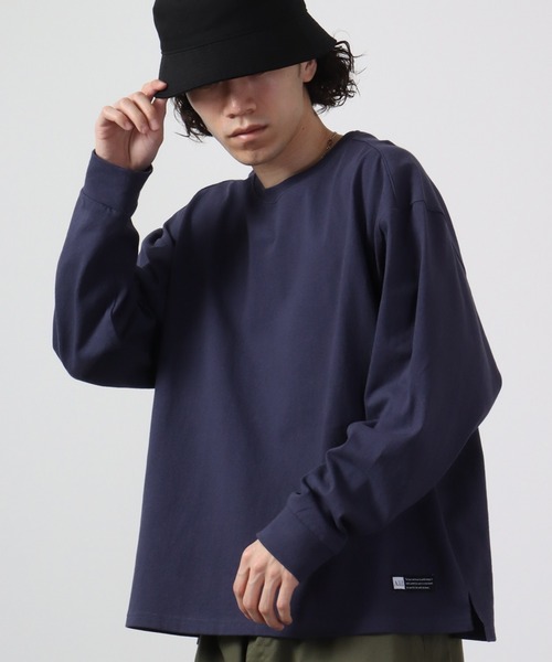 FUNALIVE(ファンアライブ)の「10/-天竺 衿変形ロンTEE 長袖(Tシャツ/カットソー・メンズ・カーキ/ネイビー/ブラック/オフホワイト/グレイッシュベージュ・L/M/S)」の5枚目の写真