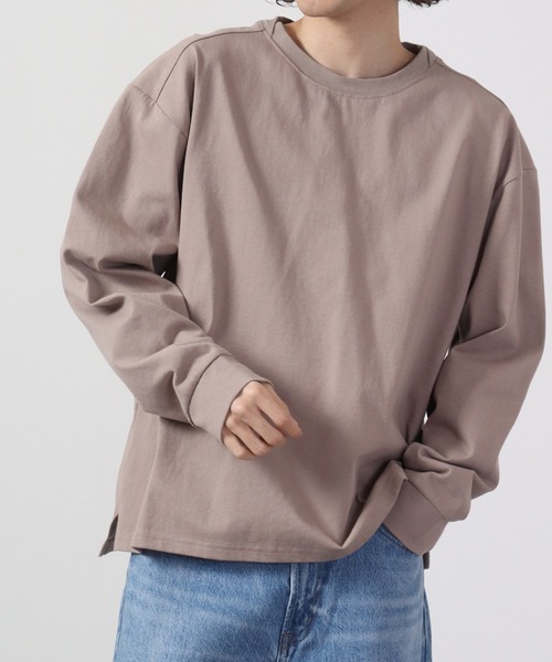 FUNALIVE(ファンアライブ)の「10/-天竺 衿変形ロンTEE 長袖(Tシャツ/カットソー・メンズ・カーキ/ネイビー/ブラック/オフホワイト/グレイッシュベージュ・L/M/S)」の4枚目の写真