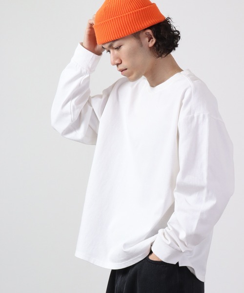 FUNALIVE(ファンアライブ)の「10/-天竺 衿変形ロンTEE 長袖(Tシャツ/カットソー・メンズ・カーキ/ネイビー/ブラック/オフホワイト/グレイッシュベージュ・L/M/S)」の8枚目の写真