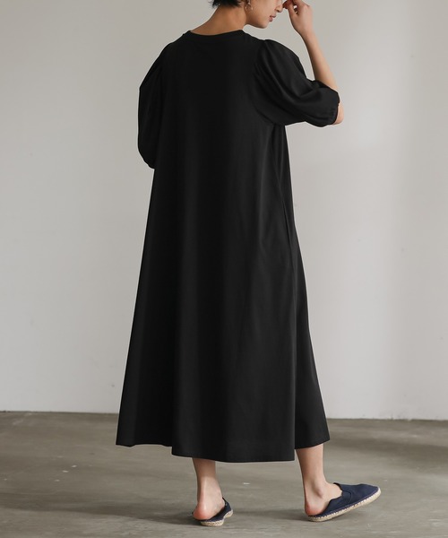 パフ袖Aラインワンピース【サスティナブル】