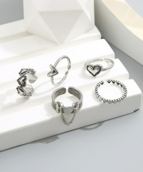 Mayree（メイリー）の「【urge select】シルバー ハートデザイン リング/指輪【5個セット】（リング・レディース・シルバー・FREE）」の3枚目の写真
