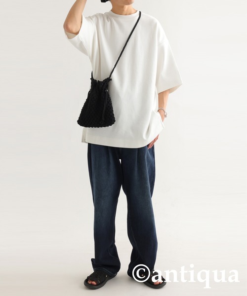 antiqua(アンティカ)の「綿混サカリバ生地シャツ(Tシャツ/カットソー・レディース・ホワイト/ネイビー/ブラック・FREE)」の21枚目の写真