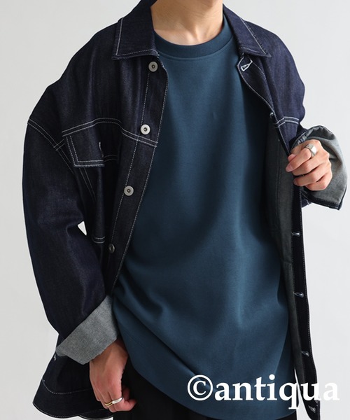 antiqua(アンティカ)の「綿混サカリバ生地シャツ(Tシャツ/カットソー・レディース・ホワイト/ネイビー/ブラック・FREE)」の9枚目の写真