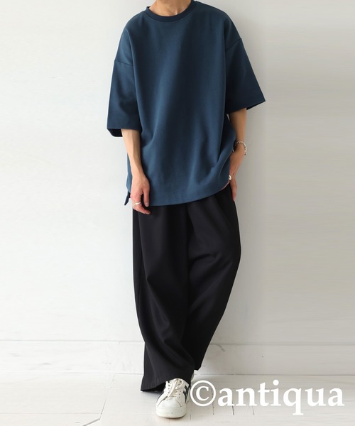 antiqua(アンティカ)の「綿混サカリバ生地シャツ(Tシャツ/カットソー・レディース・ホワイト/ネイビー/ブラック・FREE)」の8枚目の写真