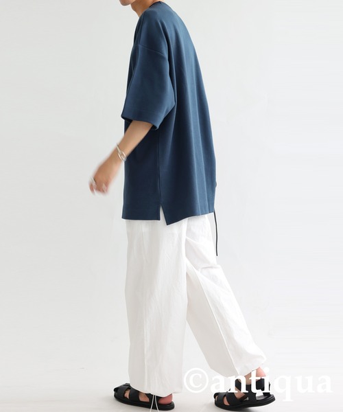 antiqua(アンティカ)の「綿混サカリバ生地シャツ(Tシャツ/カットソー・レディース・ホワイト/ネイビー/ブラック・FREE)」の10枚目の写真