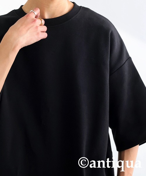 antiqua(アンティカ)の「綿混サカリバ生地シャツ(Tシャツ/カットソー・レディース・ホワイト/ネイビー/ブラック・FREE)」の4枚目の写真