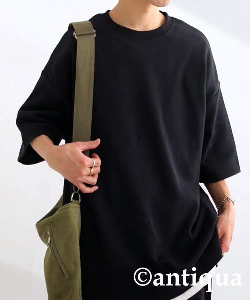 antiqua(アンティカ)の「綿混サカリバ生地シャツ(Tシャツ/カットソー・レディース・ホワイト/ネイビー/ブラック・FREE)」の5枚目の写真