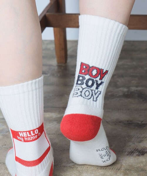 BEAMS BOY(ビームスボーイ)の「ROSTER SOX × BEAMS BOY / ハロー マイネーム イズ ボーイ(ソックス/靴下・レディース・ブルー/レッド・ONE SIZE)」の2枚目の写真