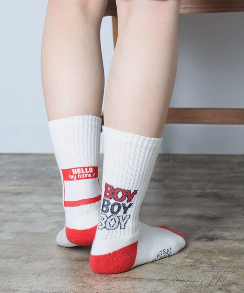 BEAMS BOY(ビームスボーイ)の「ROSTER SOX × BEAMS BOY / ハロー マイネーム イズ ボーイ(ソックス/靴下・レディース・ブルー/レッド・ONE SIZE)」の4枚目の写真