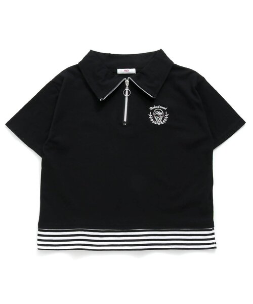 algy（アルジー）の「フロントジップレイヤード風トップス（Tシャツ/カットソー・キッズ・ラベンダー/ブラック/ミント・SMALL/X-SMALL/XX-SMALL/MEDIUM）」の6枚目の写真