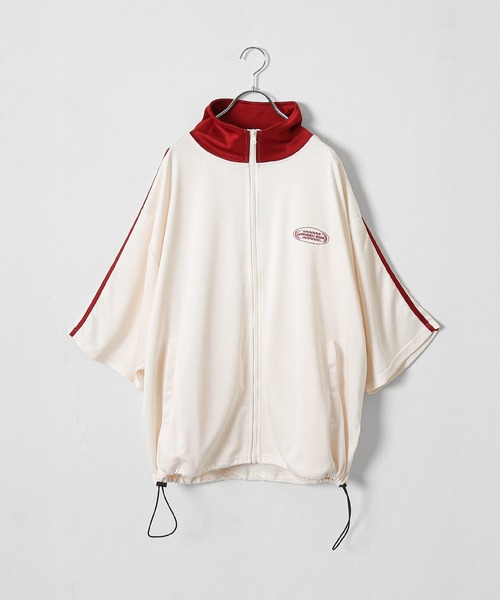 ZIP FIVE(ジップファイブ)の「【ZIPFIVE Select】オーバーサイズ ハーフスリーブ トラックジャケット(ジャージ・レディース・オレンジ/ホワイト×ネイビー/ブラック/ホワイト×レッド/ブルー/サックスブルー/グリーン・MEDIUM/LARGE)」の2枚目の写真