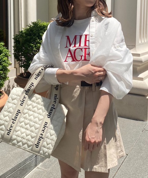 one after another NICE CLAUP(ワンアフターアナザーナイスクラップ)の「アソートBIG T(Tシャツ/カットソー・レディース・ブラック/オフホワイト/ホワイト×レッド/オートミール・FREE)」の19枚目の写真