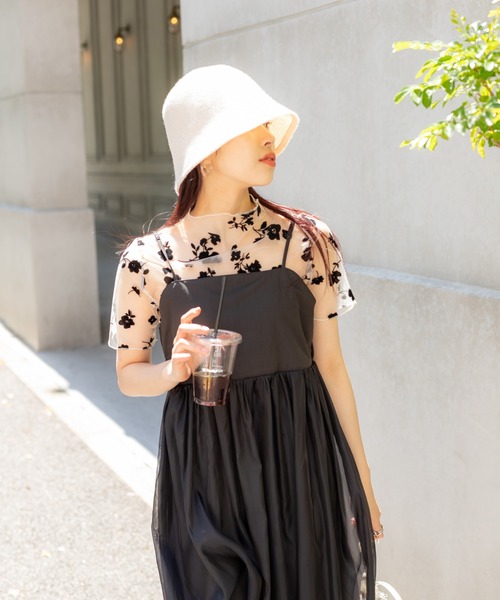 SpRay(スプレイ)の「シアー花柄ボトルネック(Tシャツ/カットソー・レディース・モカ/ブラック/ブルー系その他/ホワイト・FREE)」の11枚目の写真