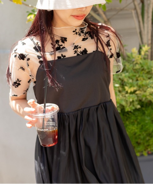 SpRay(スプレイ)の「シアー花柄ボトルネック(Tシャツ/カットソー・レディース・モカ/ブラック/ブルー系その他/ホワイト・FREE)」の13枚目の写真