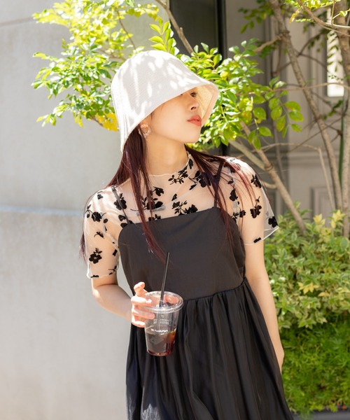 SpRay(スプレイ)の「シアー花柄ボトルネック(Tシャツ/カットソー・レディース・モカ/ブラック/ブルー系その他/ホワイト・FREE)」の14枚目の写真